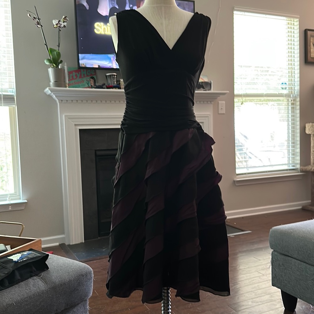 Black & plum cocktail dress